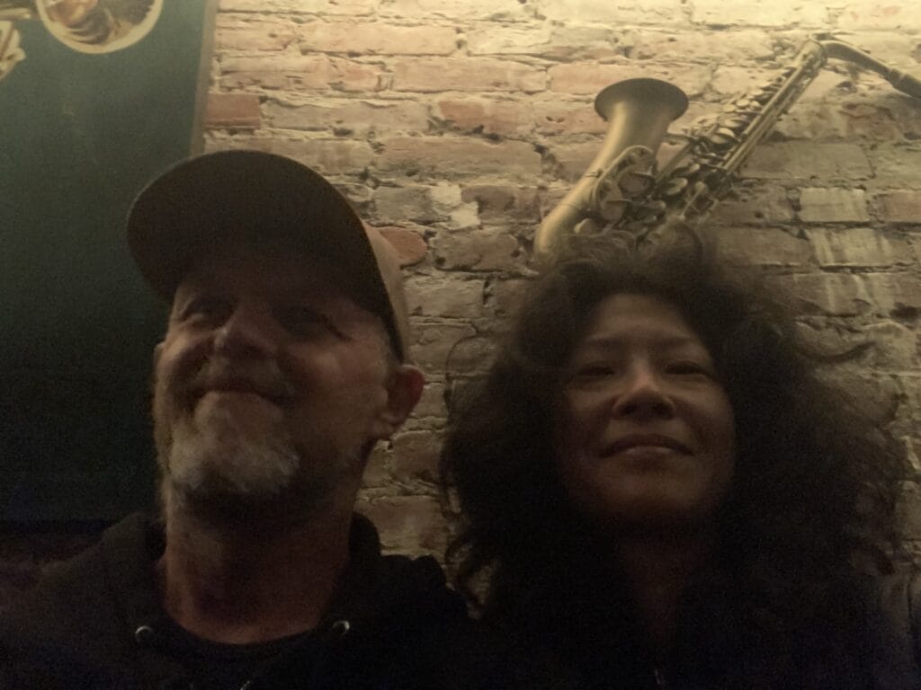 Lillian and Theron selfie in Mohagany Jazz Bar in New Orleans.