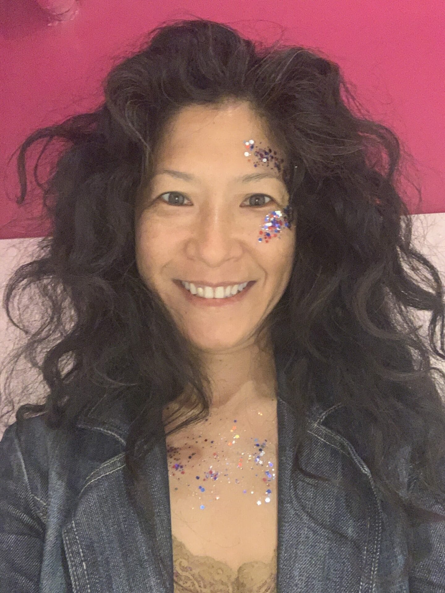 Lillian with glitter on face for Veteran's Day.