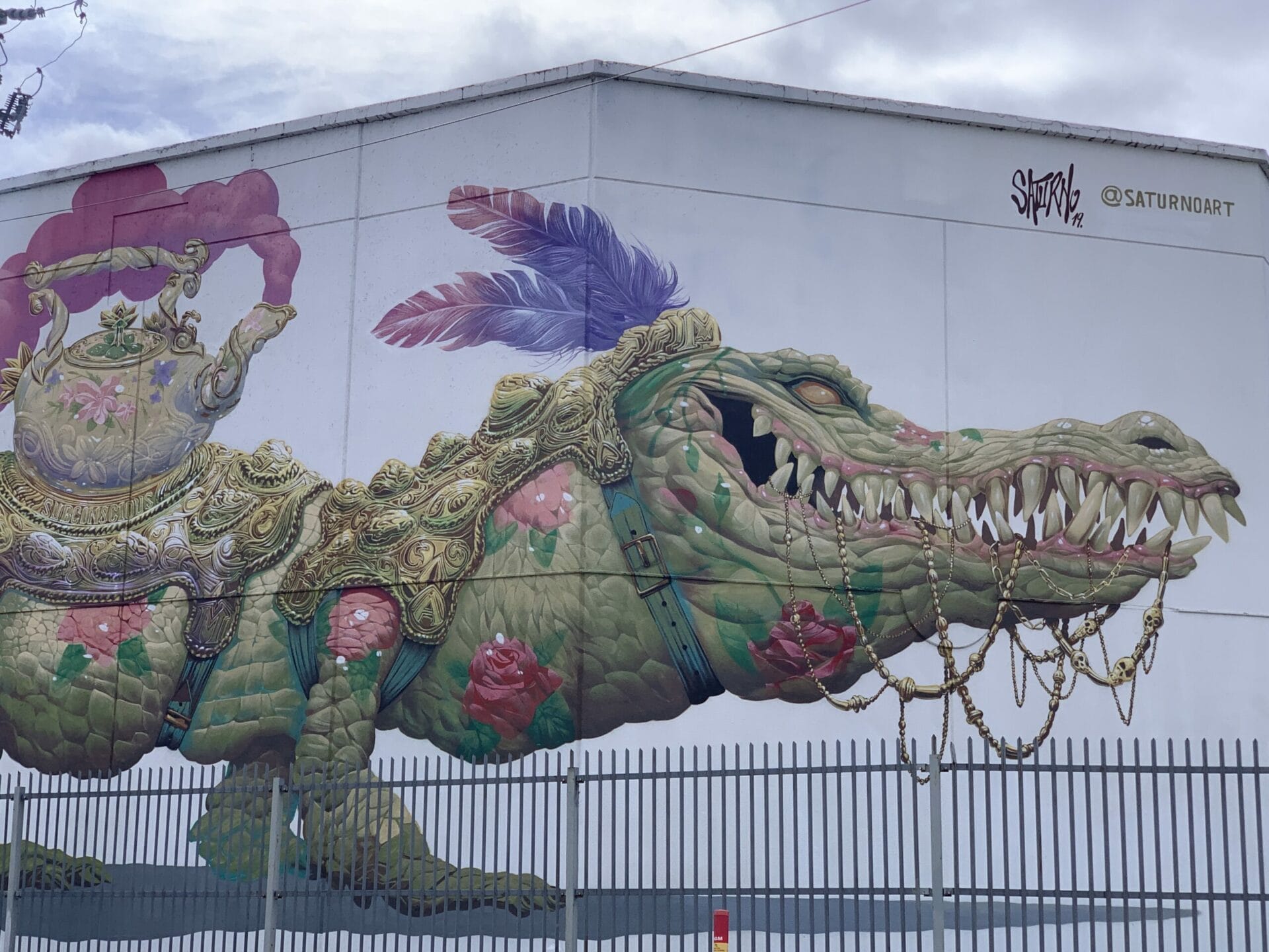 Vibrant street mural in Wynwood, Florida, showcasing colorful artwork on urban walls. Definitely need alligators on the wall!