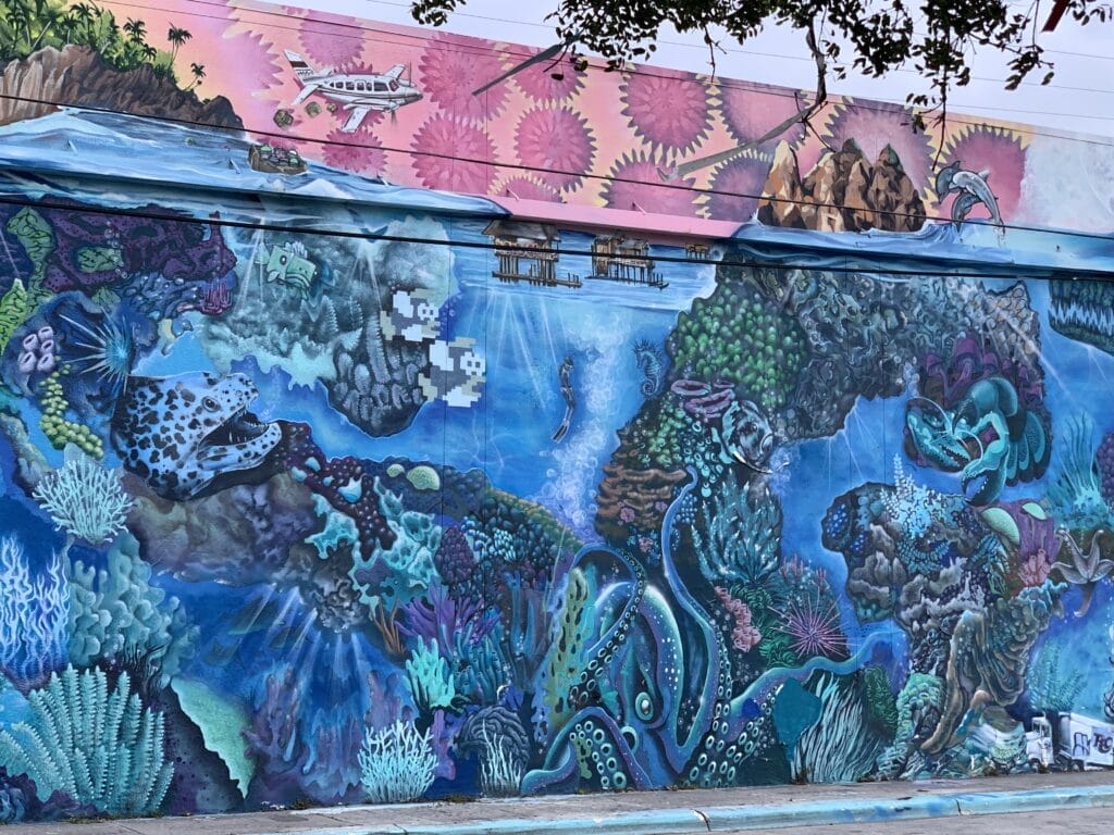 Vibrant street mural in Wynwood, Florida, showcasing colorful artwork on urban walls. The details of this is incredible!