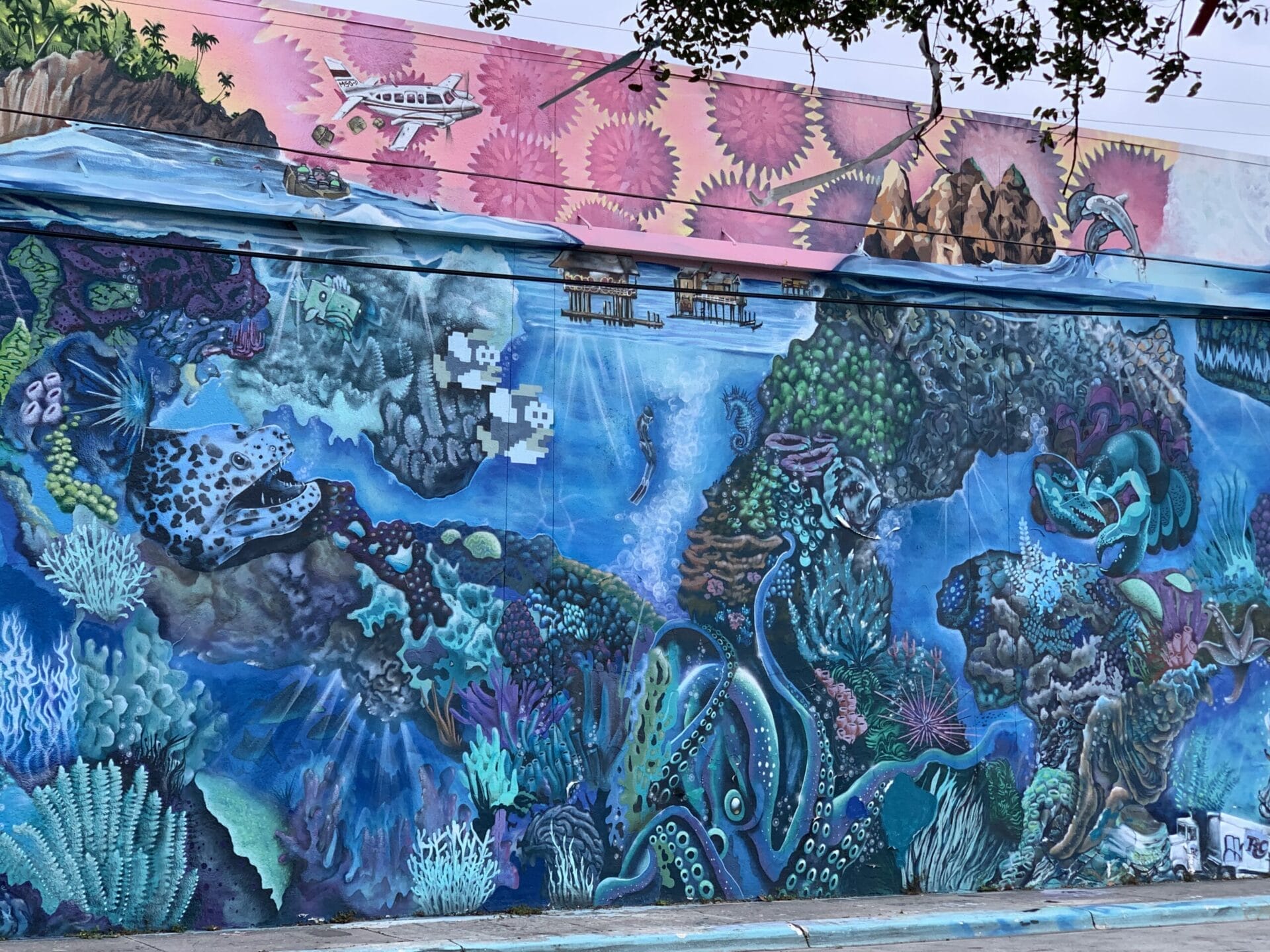 Vibrant street mural in Wynwood, Florida, showcasing colorful artwork on urban walls. The details of this is incredible!