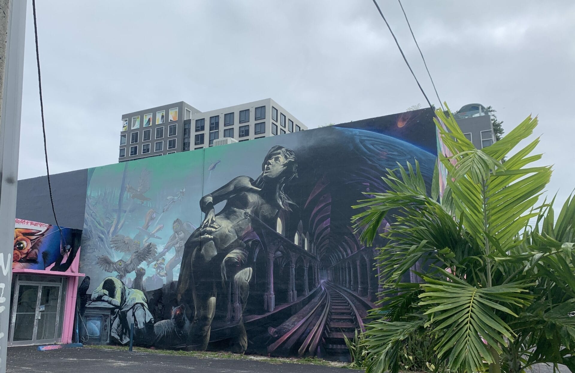 Vibrant street mural in Wynwood, Florida, showcasing colorful artwork on urban walls. Some murals are photo like!