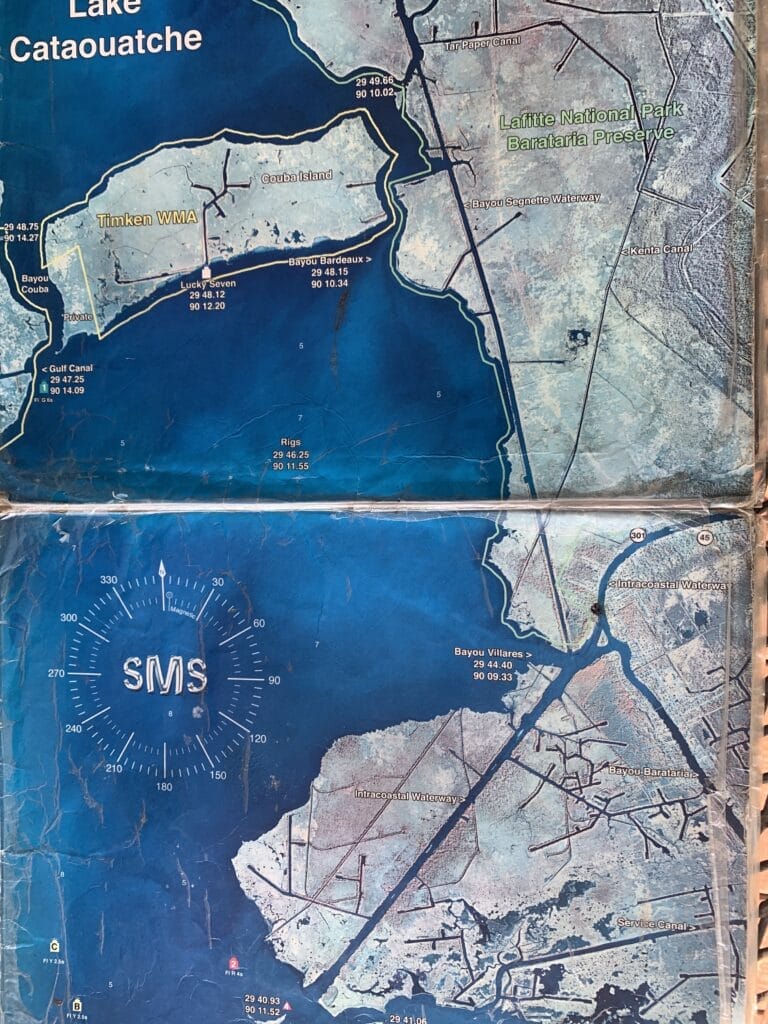 Map showing kayak routes and coastline, provided by the owner before our adventure.