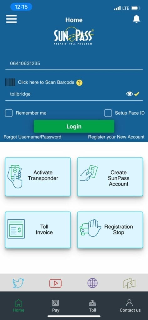 App for Sun Pass in Florida for easy travel by car.