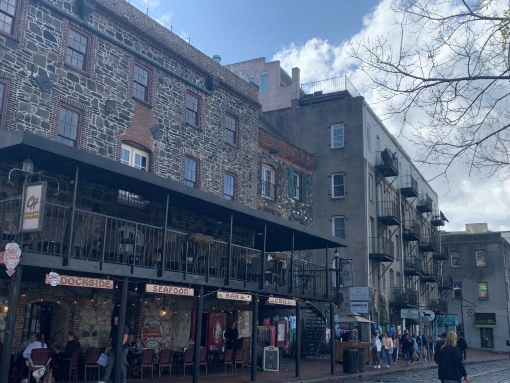 Travel Savannah, Georgia - Historic River District - stone buildings.