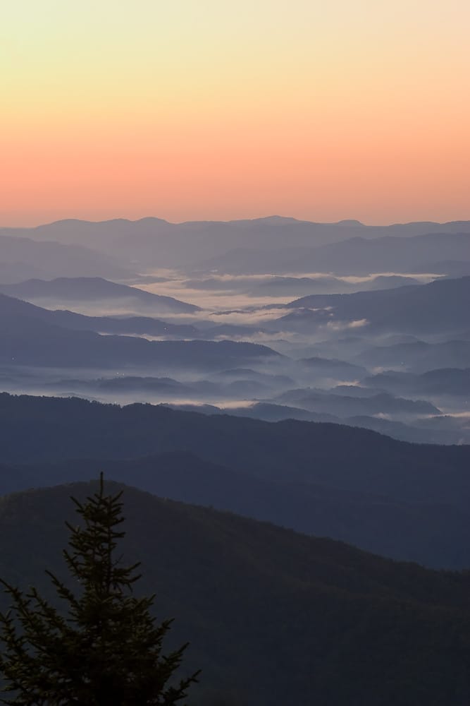 View from Clingmans Dome, the Smoky Mountains in TN