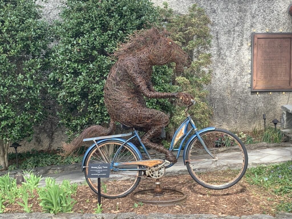 Grovewood Gallery in Asheville, NC - running from Texas sculpture