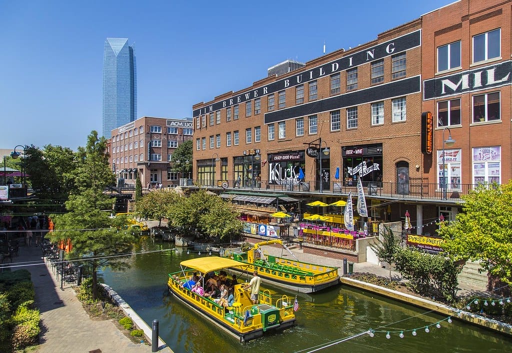 Bricktown in Oklahoma City, one of the Best of Oklahoma City must-visits.