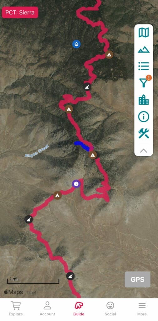 Far Out map can be used offline and has all the most updated features one may need to hike the PCT.