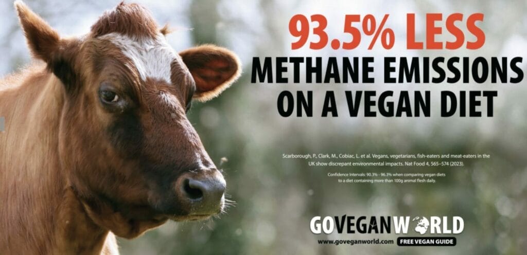 Vegan diet created 93.5% less methane emissions!