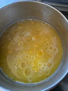 All ingredients in the pot for turmeric steamed rice.