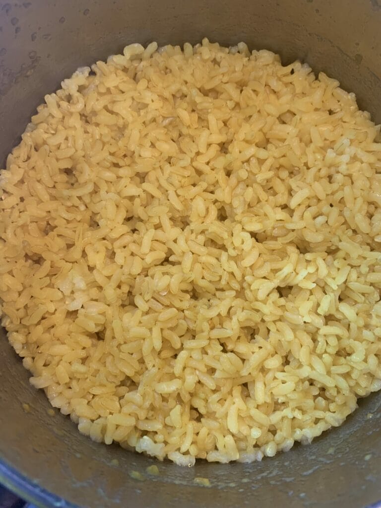 Beautiful turmeric steamed rice ready to be served.