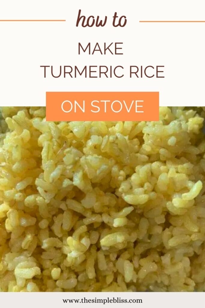 Easy recipe for stove top turmeric rice.