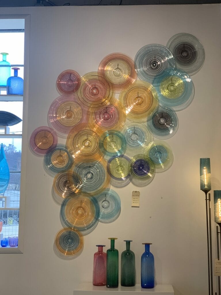 Blown glass wall decoration from Lexington Glassworks in Asheville, NC