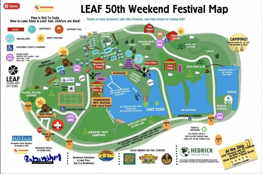 Asheville's annual LEAF festival map