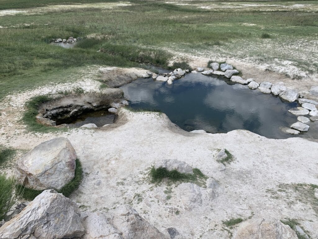 The hottest pool at Wild Willy's Hot Springs, right next to the source by Mammoth Lakes, California. One of the hot springs in Southern California.