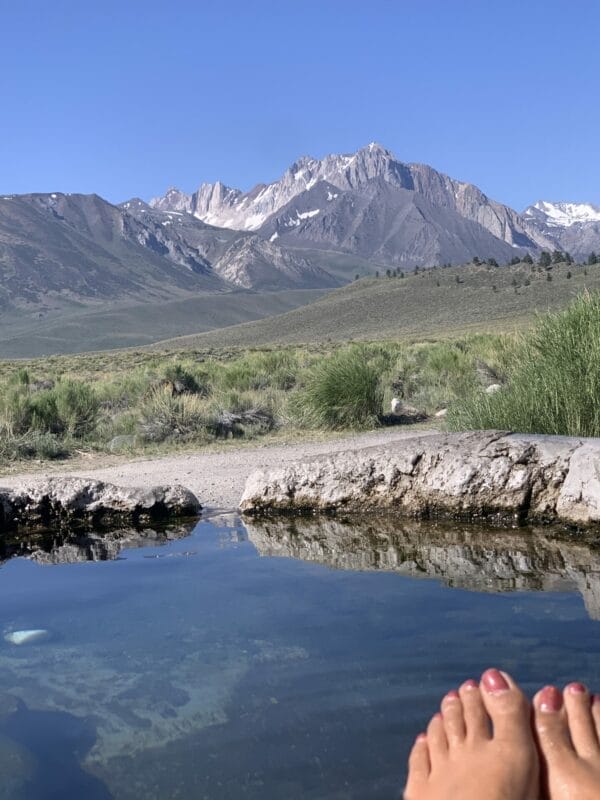 View of Sierras from Rock Tub Hot Springs is gorgeous and grand, a must-visit for a natural escape.