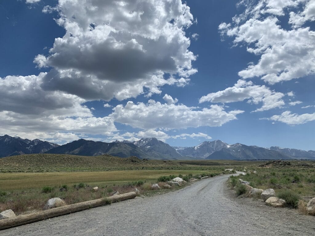 Dirt road to Wild Willy's Hot Springs. There's no street sign.