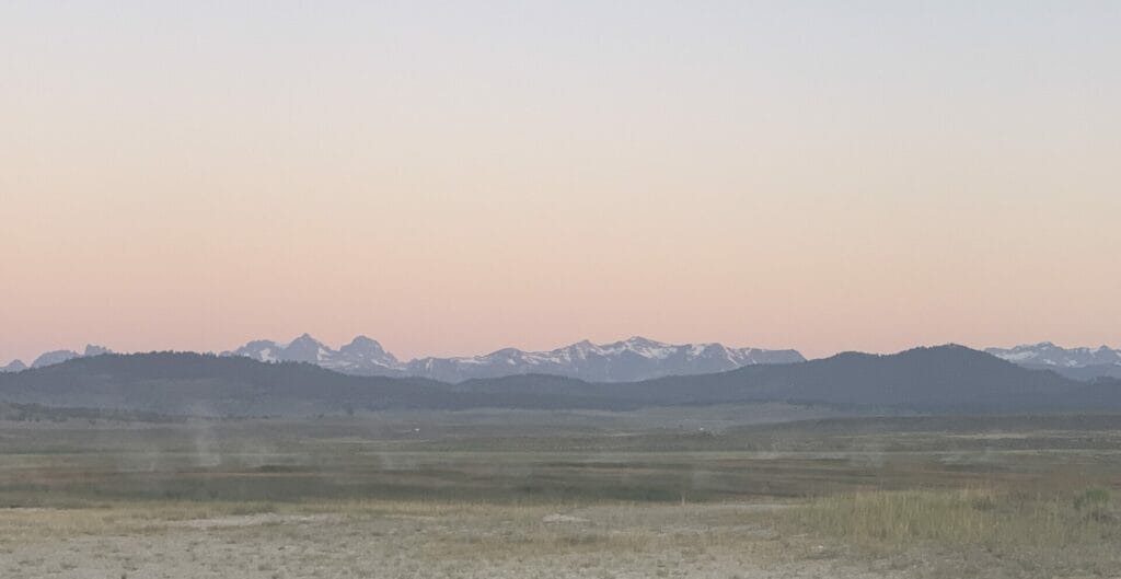 Wild Willy's Hot Springs area before sunrise near Mammoth Lakes.