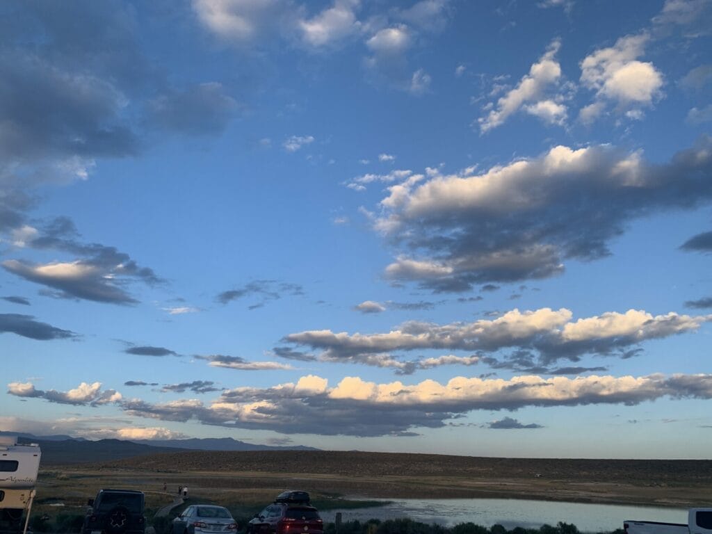 Sunsetting view from the parking lot of Wild Willy's Hot Springs is a hot springs in Southern California.