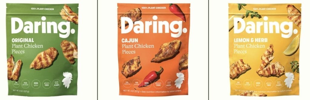 3 options of Daring Plant Chicken, Original, Cajun, Lemon & Herb. Read the reviews here.