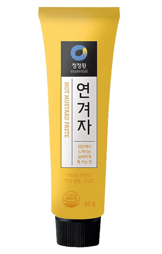 Korean mustard is used in dipping sauce for Korean sushi, kimbap.