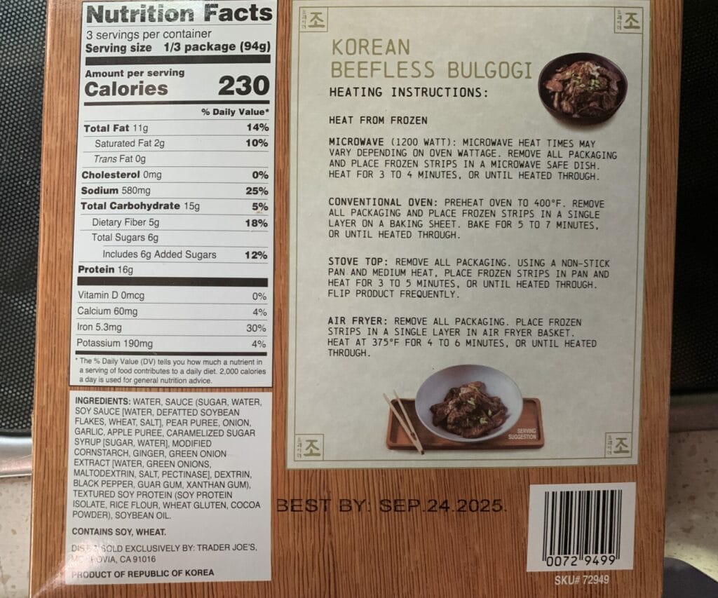 There are different ways to prepare Trader Joe's Beefless bulgogi. The back of the packages gives instruction for using microwave, airfryer, stovetop and conventional oven! 