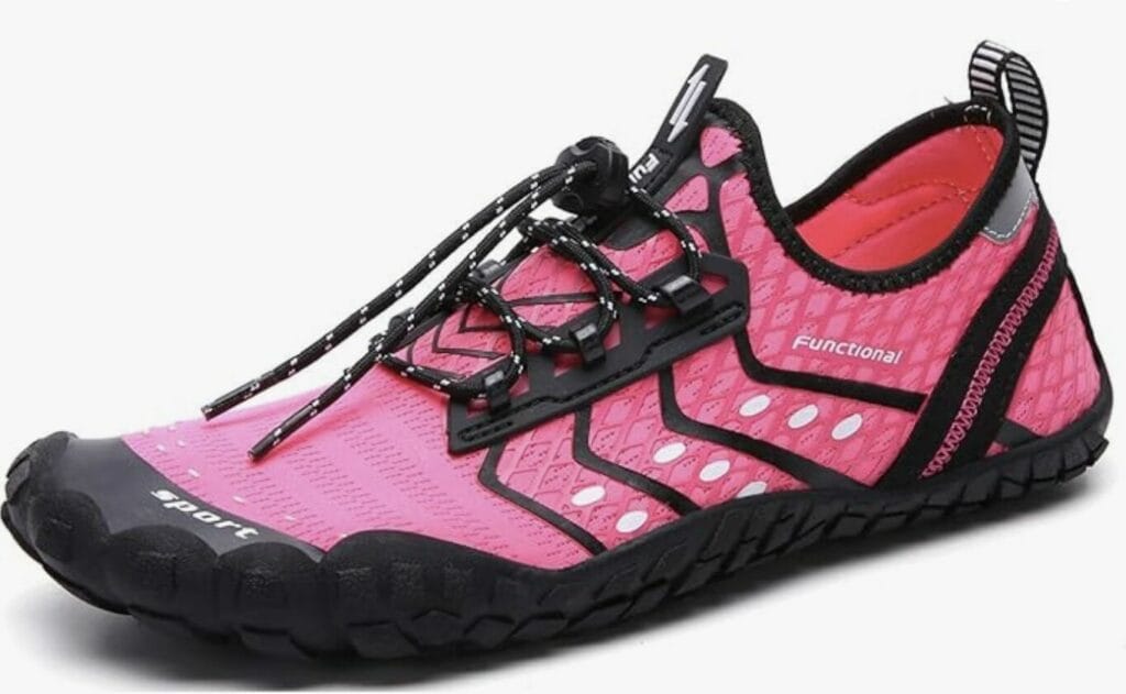 Pink water shoes with link for ease to purchase in preparation of hot spring trip in Mammoth Lake.