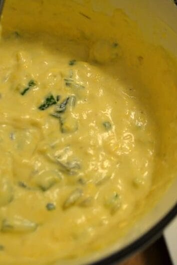 Mexican cheese sauce, queso made from cashews and Hatch chiles.