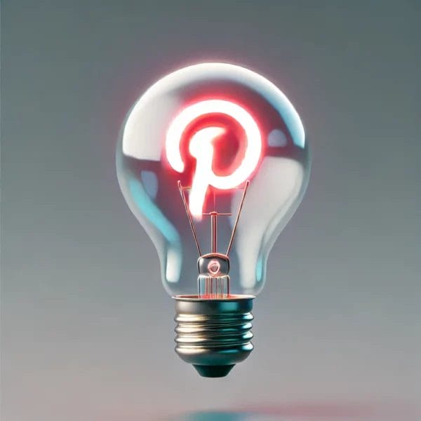 Lightbulb lighting up Pinterest logo showing ideas coming from Pinterest Trends for your blogs.