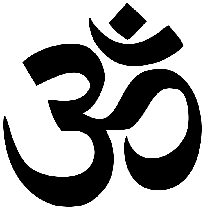 Om, or AUM, a symbol representing a sacred sound, syllable, mantra, and an invocation in Hinduism.