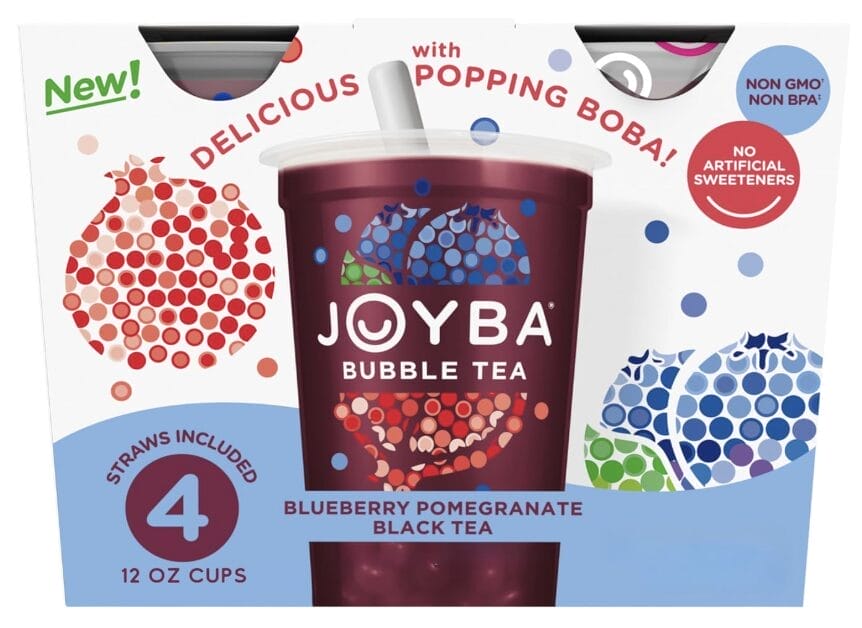 Joyba bubble tea in blueberry pomegranate black tea...the normalizing of bubble tea in the US!