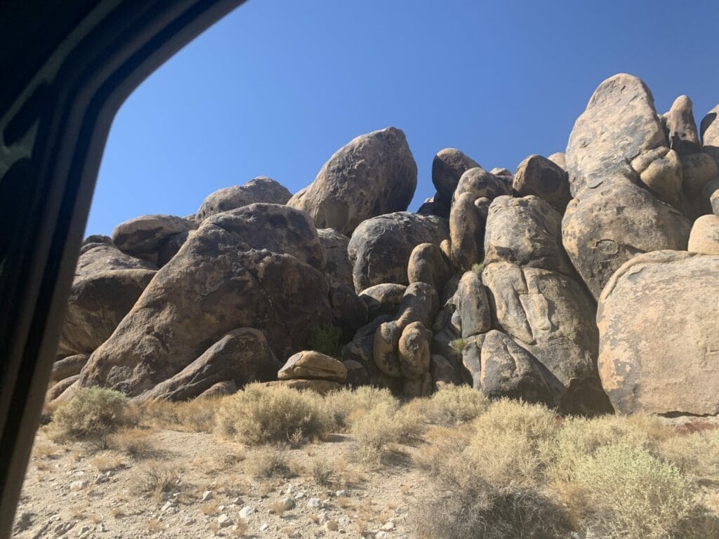 Magnificent rock formations for dispersed camping at Alabama Hills by Lone Pine.