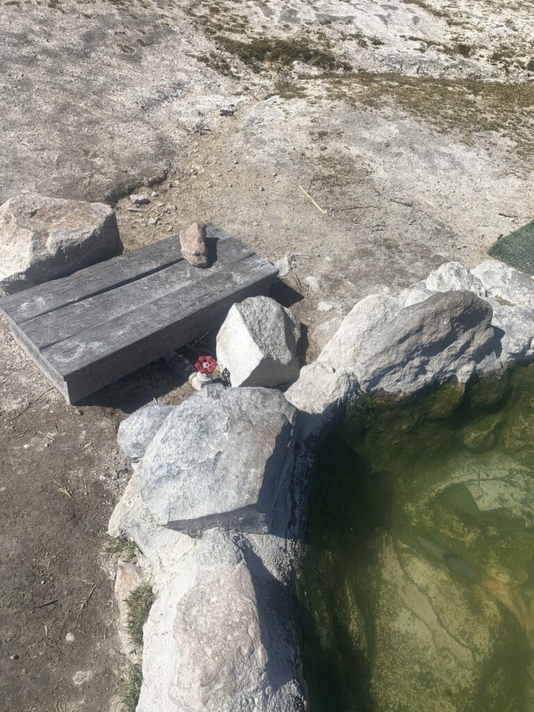 Water valve to control source water going into Crab Cooker Hot Springs near Mammoth Lake, California.