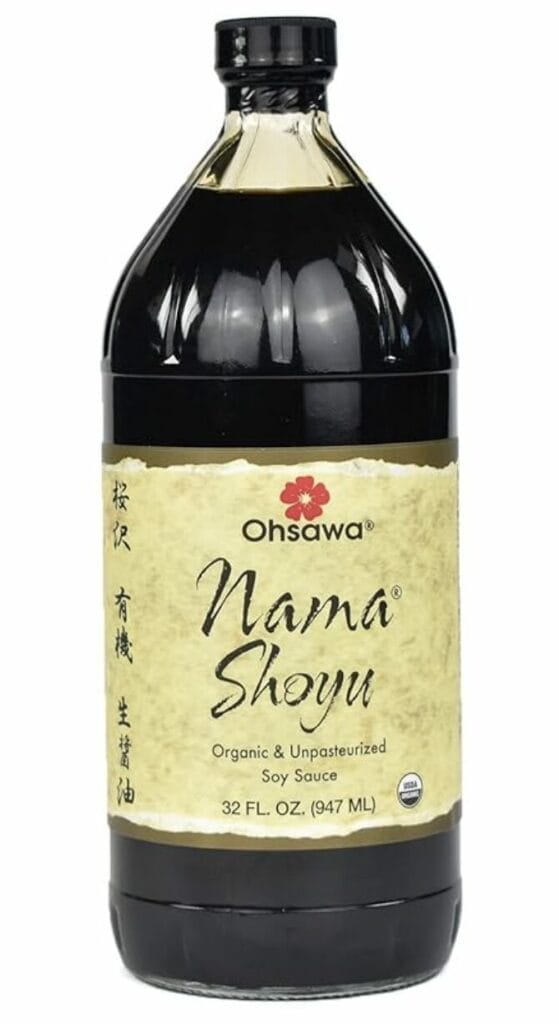 A big bottle of raw fermented soy sauce, with more beneficial bacterias for our gut.