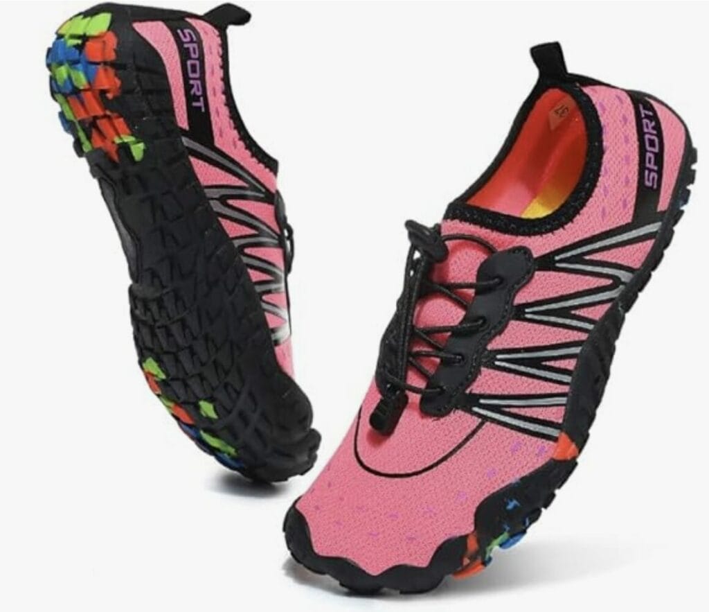 Pairs of sports shoes that's built for water and climbing. Great for hot springs!