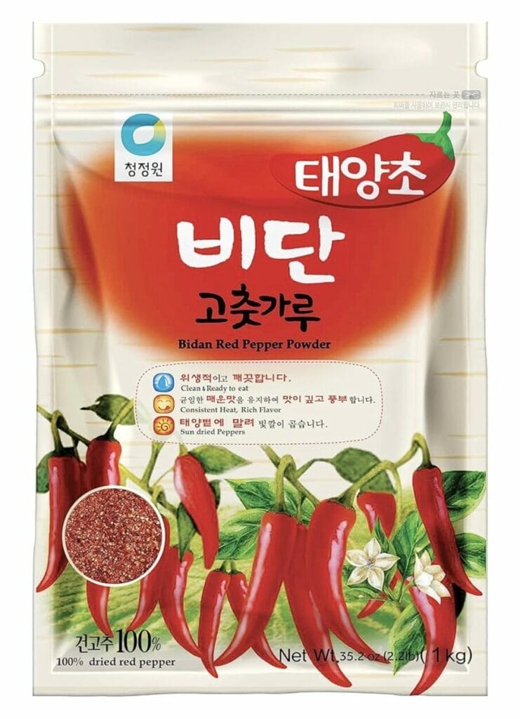 A bag of Korean coarse gochugaru - red pepper flakes