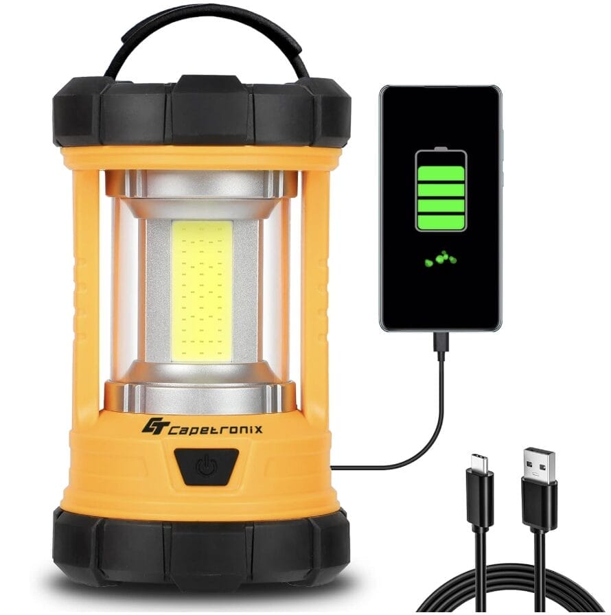 Bright, rechargeable, 5 light mode lantern for camping is a must have.