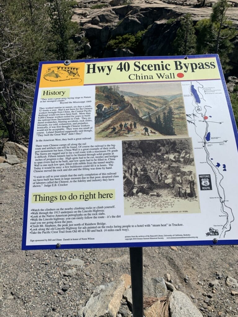 China Wall info board right next to the highway. It's a short walk from the parking area.