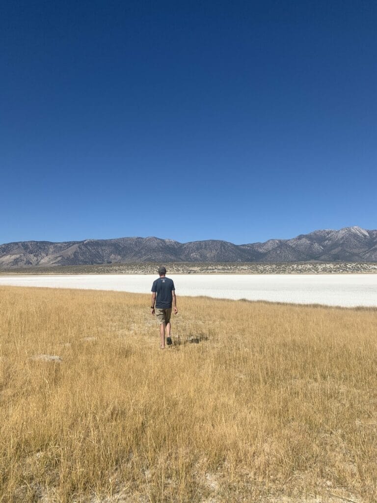 My husband and I are searching in the wild for secret hot springs in Mammoth Lakes.