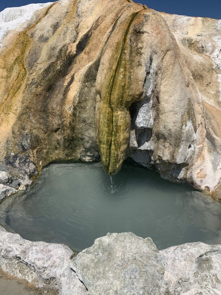 Beautiful Travertine formation where the source water drips down into the pool.