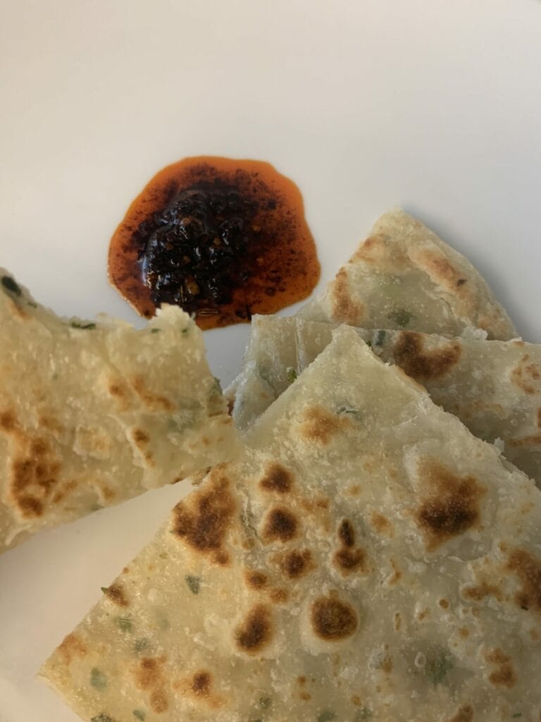 Delicious Taiwanese traditional green onion pancakes, now available at Trader Joe's frozen section!