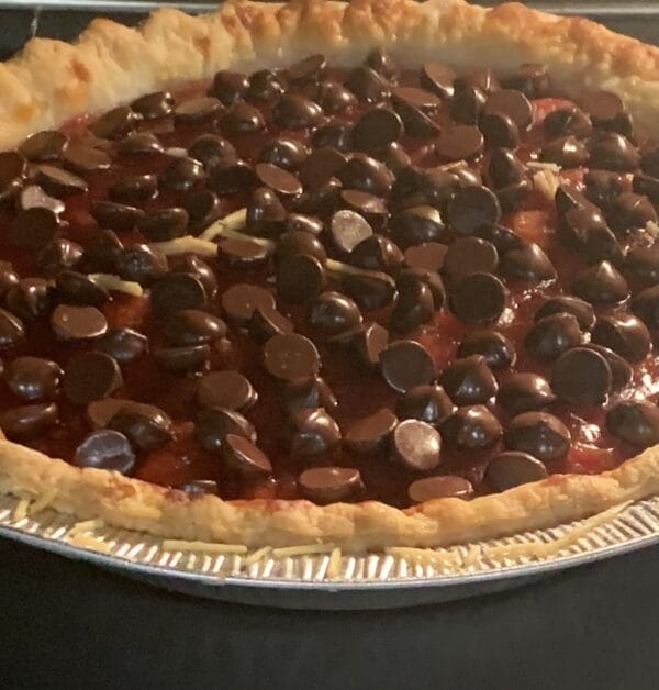 Decadent chocolate cherry pie is upgraded from Marie Callender's accidental vegan frozen pie!